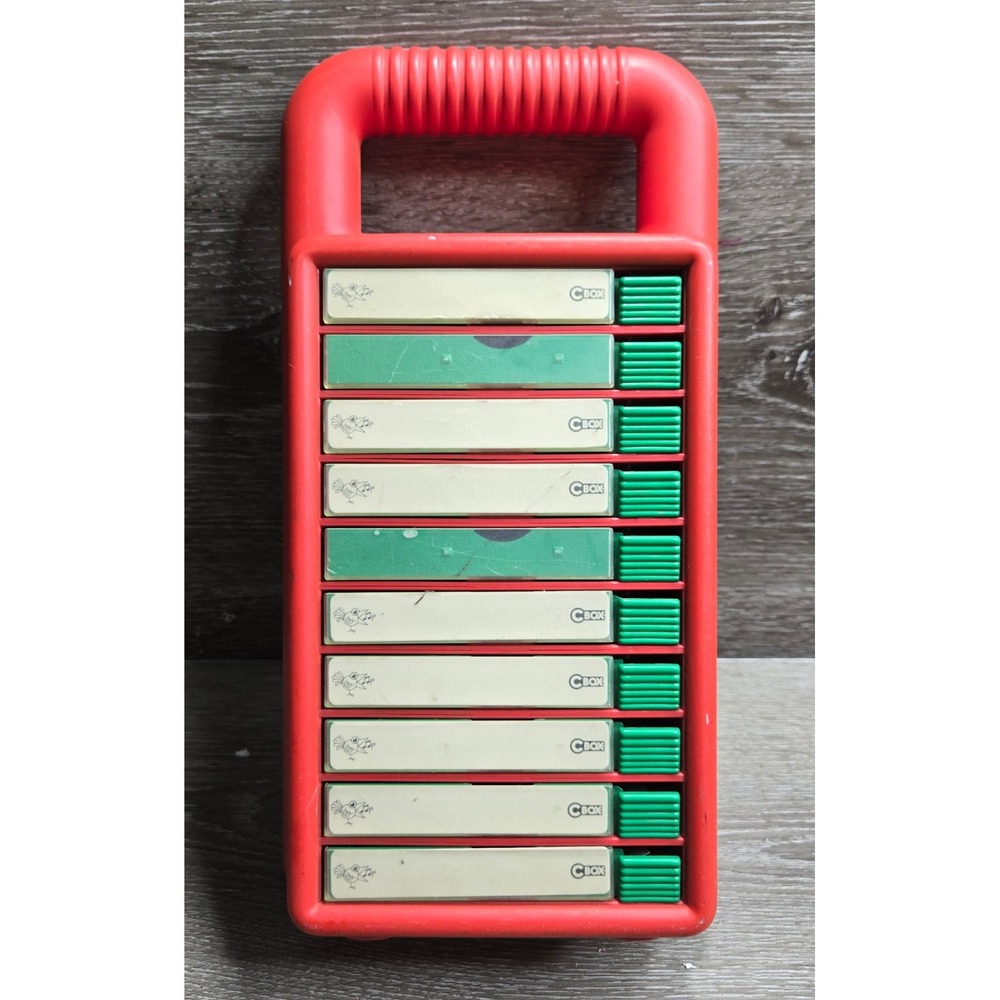 Vintage Fischer C-BOX Audio Cassette Tape Holder Case Red 10 Slot Germany 1980s